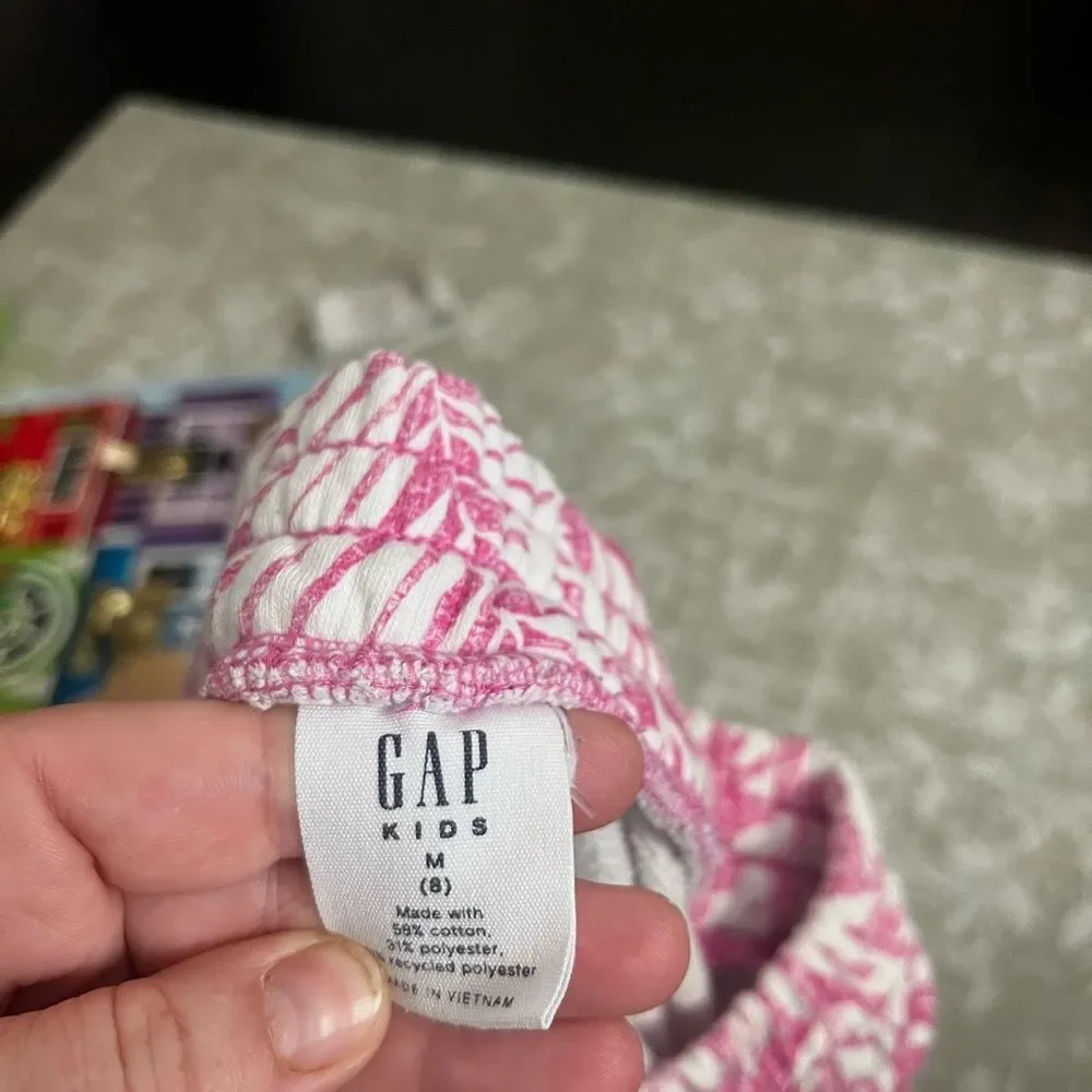 GAP White Shorts with Pink Leaf Print and Pink Trim